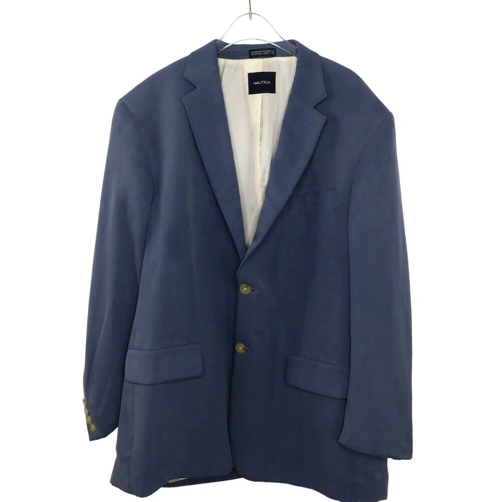 Nautica Navy Blue Tailored Sport Coat Suit Jacket Men's XL Extra Large 46